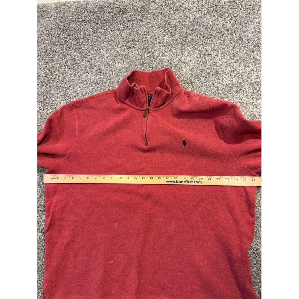 Polo Ralph Lauren Sweatshirt Mens XXL‎ Red Quarter Zip Pullover Estate Rib * - Picture 5 of 9